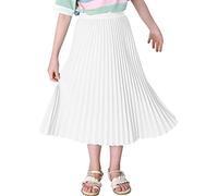 Maeau Mädchen Plisseerock Einfarbiger Faltenrock Gummizug in der Taille | Rock Lang für Freizeit/School/Strand/Party/Tanz, mit Weichem Futter, 4-16 Jahre/110-165cm