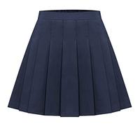 Maeau Plissee Rock Kurz Mädchen Schulmädchen Faltenrock Tennis Schule Röcke Elastische Hohe Taille Kinder Gefaltete Minirock Skater mit Integrierter Shorts Sommer Frühling Herbst Marineblau 8-9 Jahre