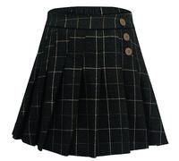 Maeau Rock Plissee Kurz für Mädchen 8 9 Jahre 140 Schwarz Mini Rock Kariert Kinder Faltenrock Tennis Schule Röcke Tartan Elastische Taille Kilt Minirock Skater mit Shorts Schulmädchen Herbst Winter