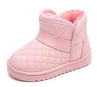 Maeau Schneestiefel Baby Mädchen Lederstiefel Gefüttert Kinder Mädchen Winterstiefel Schlupfstiefel Winterschuhe Wasserdicht Rutschfest Winter Stiefel Warm Schuhe Stiefeletten Boots Rosa Größe 21