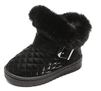 Maeau Schneestiefel Baby Mädchen Lederstiefel Gefüttert Kinder Winterstiefel Schlupfstiefel Jungen Winterschuhe Wasserdicht Rutschfest Winter Stiefel Warm Schuhe Stiefeletten Boots Schwarz Größe 22