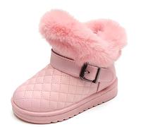 Maeau Schneestiefel Baby Mädchen Lederstiefel Gefüttert Kinder Winterstiefel Schlupfstiefel Jungen Winterschuhe Wasserdicht Rutschfest Winter Stiefel Warm Schuhe Stiefeletten Boots rosa Größe 22
