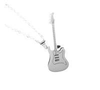 Mädchen 925 Sterling Silber Rolle für Frauen und Männer, Musik Gitarre Anhänger Halskette Musiker Hip Hop Rock Musikinstrumente, Spiked Punk Spike Choker