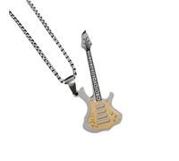 Mädchen 925 Sterling Silber Rolle für Frauen und Männer, Musik Gitarre Anhänger Halskette Musiker Hip Hop Rock Musikinstrumente, Spiked Punk Spike Choker