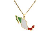 Mädchen-Accessoires 925 Sterling Silber Mexikanische Halskette für Damen und Herren, Mexiko-Karte mit Städte-Anhänger, Flagge, ländliche Halskette, Halsketten