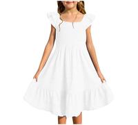 Mädchen ärmelloses Rückenfreies Tüll Kleid Spitze Jacquard Prinzessin Kleider Elegant Sommerkleid Festlich Hochzeitskleid Lässig Blumenmädchenkleider Plissiertes Brautjungfer