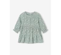 Mädchen Baby Volantkleid aus Baumwollmusselin salbeigrün Gr. 86 von vertbaudet