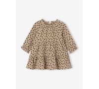 Mädchen Baby Volantkleid aus Baumwollmusselin taupe leo Gr. 68 von Vertbaudet