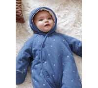 Vertbaudet Mädchen Baby Winter-Overall aus Denim mit Fuß und Recycling-Wattierung blue stone 80