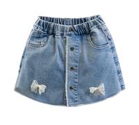 Mädchen Baumwolle Shorts Kinder Hose Hohe Taille Kurz Jeans Sommer Atmungsaktive Denim Dehnbar Jeanshose Trendy Shorts mit außergewöhnlichem Design (Light Blue-a, 4-5 Years)