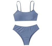 Mädchen Bikini Set, Zweiteilige Badeanzüge Kinder Mädchen Teenager Bikini Einfarbige Sommer Schwimmanzug Spaghettiträgern Bikinioberteil + Triangel Bikinishorts Sportlich Strandbikinis Schwimmanzug