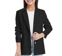 Mädchen Blazer Elegant Einfarbig Anzugjacke für Mädchen Mode Revers Langarm Trenchcoat mit Doppelter Seitentasche&Innentasche Frühling-Herbst Kinder Cardigan Jacke Runde Saum Arbeitsanzug 3-14 Jahre