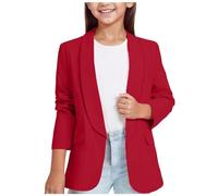 Mädchen Blazer Elegant Einfarbig Anzugjacke für Mädchen Mode Revers Langarm Trenchcoat mit Doppelter Seitentasche&Innentasche Frühling-Herbst Kinder Cardigan Jacke Runde Saum Arbeitsanzug 3-14 Jahre