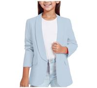 Mädchen Blazer Elegant Einfarbig Anzugjacke für Mädchen Mode Revers Langarm Trenchcoat mit Doppelter Seitentasche&Innentasche Frühling-Herbst Kinder Cardigan Jacke Runde Saum Arbeitsanzug 3-14 Jahre