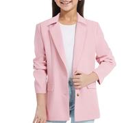 Mädchen Blazer Elegant Einfarbig Anzugjacke für Mädchen Mode Revers Langarm Trenchcoat mit Doppelter Seitentasche&Innentasche Frühling-Herbst Kinder Cardigan Jacke Runde Saum Arbeitsanzug 3-14 Jahre