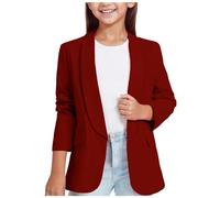 Mädchen Blazer Elegant Einfarbig Anzugjacke für Mädchen Mode Revers Langarm Trenchcoat mit Doppelter Seitentasche&Innentasche Frühling-Herbst Kinder Cardigan Jacke Runde Saum Arbeitsanzug 3-14 Jahre