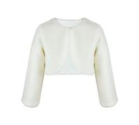 Mädchen Bolero aus Kunstpelz Warme Langarm-Jacke in Uni für Winter Hochzeiten Elegante Strickjacke für Blumenmädchen, Partys festliche Anlässe Modisch kuschelig (White, 1-3 Years)