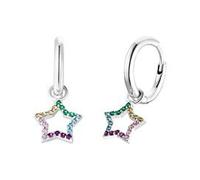Paar Creolen PRINZESSIN LILLIFEE "Sterne, 2033370" Ohrringe Gr. Silber 925 (Sterlingsilber), bunt (silberfarben, blau, grün, rosa, pink, gelb, gelb) Mädchen Mädchenschmuck mit Zirkonia (synth.) (97609367-0)