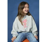 Mädchen Cropped-Sweatshirt mit Glitzerprint grau Gr. 146/152 von vertbaudet