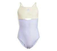 Mädchen Einteiler Badeanzug mit X-Rücken adidas Colorblock Lila 5/6 Jahre alt