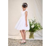Mädchen Festkleid mit Lochstickereien & Tüllrock weiß Gr. 128 von Vertbaudet