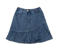 Mädchen Geteilte Denim-Röcke mit elastischem Bund, A-Linie, asymmetrischem Saum, Jeansröcke mit Taschen für Kinder von 4 bis 12 Jahren ...