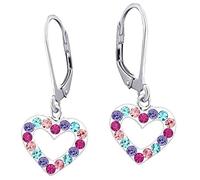 Mädchen Herz Ohrhänger echt 925 Sterling Silber mit Zirkonia Kinder Ohrringe Brisur K420