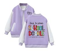 Mädchen Jacke 164 - Kinder Strickjacke mit Buchstaben Aufdruck und Blumenmuster für Herbst und Winter warme Baseballjacke für Kinder