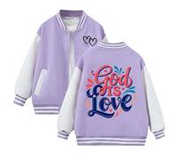 Mädchen Jacke 92 - Kinder Strickjacke mit Buchstaben Aufdruck und Blumenmuster für Herbst und Winter warme Baseballjacke für Kinder