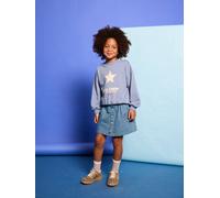Mädchen Jeansrock mit Herztasche dunkelblau Gr. 128 von Vertbaudet