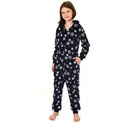 Mädchen Jumpsuit Overall Onesie Schlafanzug - Eiskristall Sterne Optik - 291 467 97 951, Größe:152, Farbe:Navy