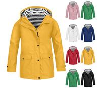 Mädchen Jungen Unisex Fleece Regenanzug Wasserdicht Winddicht Regenjacke Atmungsaktiv Übergangsjacke mit Kapuze Leichte Outdoor Funktionsjacke Regenmantel Trenchcoat (Yellow, 9-10 Years)