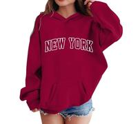 Mädchen Kapuzenpullover New York Buchstaben Druck Pullover Sweatshirts mit Kapuzen Kinder Lässige Bequeme Hoodie Oversized Langarmshirt Weiches Langarm Kapuzenpulli Pulli Oberteile