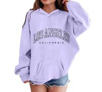 Mädchen Kapuzenpullover & Sweatshirt Los Angeles Buchstaben Druck Langarmshirt Oversize Pullover mit Kapuzen Weiches Langarm Kapuzenpulli Kinder Pulli Hoodie Oberteile für 2-13 Jahre
