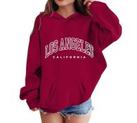 Mädchen Kapuzenpullover & Sweatshirt Los Angeles Buchstaben Druck Langarmshirt Oversize Pullover mit Kapuzen Weiches Langarm Kapuzenpulli Kinder Pulli Hoodie Oberteile für 2-13 Jahre