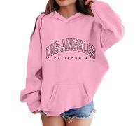Mädchen Kapuzenpullover & Sweatshirt Los Angeles Buchstaben Druck Langarmshirt Oversize Pullover mit Kapuzen Weiches Langarm Kapuzenpulli Kinder Pulli Hoodie Oberteile für 2-13 Jahre