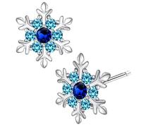 Mädchen Kinder Damen Ohrringe 925 Silber Schneeflocke Stern Ohrstecker rosa pink türkis blau (Türkis-Blau)