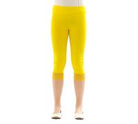 Mädchen Kinder Leggings Leggins Hose Capri 3/4 kurz mit Spitze Baumwolle Gelb 146