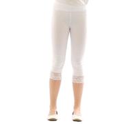 Mädchen Kinder Leggings Leggins Hose Capri 3/4 kurz mit Spitze Baumwolle Weiss 128