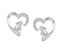 Mädchen Kinder Ohrringe 925 Silber Hase Herz Ohrstecker Herz rosa lila