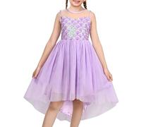 Mädchen Kleid Lavender Pailletten Meerjungfrau Hoch Niedrig Tüll Party Kleid Fantasie Strand Formal Festzug,Lila Schwanz,146