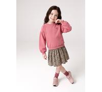 Mädchen Kleid mit Materialmix malve/geblümt Gr. 128 von Vertbaudet