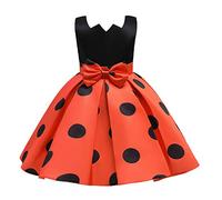 Mädchen Kleid Vintage Polka Dot Prinzessin Tutu Partykleider Kinder Mädchen 1950er Rockabilly Kleid Gepunktet Abendkleid Geburtstag Kleider A-Linie Blumen Retro Faltenrock Orange 100
