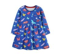 Mädchen Kleider Langarm T-Shirt Kleid Baumwolle Kinder A-Linie T-Shirt Rundhals Festliche Casual Elegant Freizeitkleid Party Prinzessin Kleid Herbst Winter Kleider Schmetterling 2Y