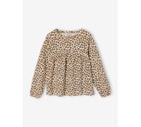 Vertbaudet Mädchen Blusenshirt mit Print beige Leo 140