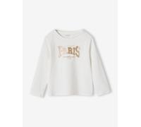 Vertbaudet Mädchen Langarmshirt Basic mit Recycling-Baumwolle wollweiß 92/98