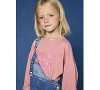 Mädchen Langarmshirt Cropped mit Pailletten-Schriftzug & Recycling-Baumwolle rosa Gr. 128 von Vertbaudet