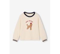 Mädchen Langarmshirt mit Glitzerhund & Recycling-Baumwolle vanille Gr. 140 von Vertbaudet