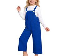 Mädchen Latzhose Weit Bein Jumpsuit Kinder Ärmellos Lange Hosen Baggy Overall Freizeit Strampler Weich Latzhosen mit Tasche Arbeitshose Freizeithose Einfarbig Loungehose für Teen Mädchen