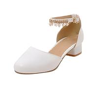 Mädchen Mary Jane Kleid Schuhe Pumps Low Heels Blume Party High School Prom Sandalen Grills Kleid Schuhe Kinderschuhe Prinzessin Schuhe Kleinkind Schuhe Tanzschuhe Weicher Lauflernschuhe Babyschuhe